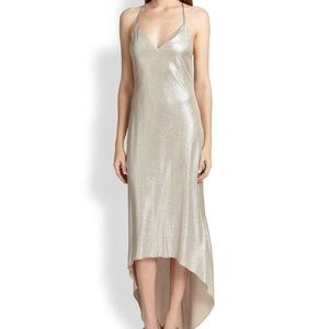 NWT Alice+Olivia Lena Maxi Hi-Lo Metallic Dress XS